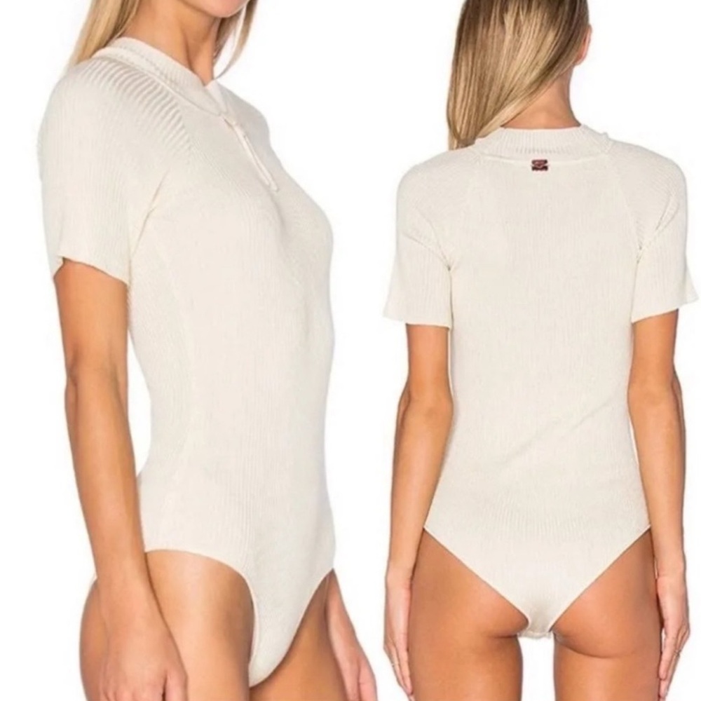 For Love And Lemons Knitz Silk Blend Ribbed Bodysuit Size S